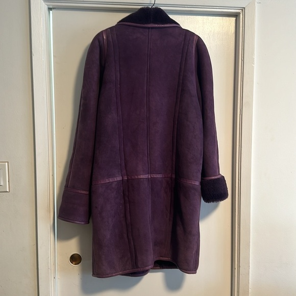 Vintage Hide Society large Purple Shearling  Coat, Made in Canada - Picture 2 of 7